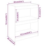 vidaXL Bibliothèque/Séparateur de pièce Blanc 60x30x71 5 cm Pin massif