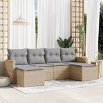 vidaXL Salon de jardin avec coussins 6 Pièces beige résine tressée