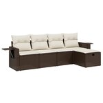 vidaXL Salon de jardin avec coussins 5 Pièces marron résine tressée