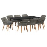 vidaXL Ensemble de salle à manger pour jardin 9 Pièces Gris polyrotin