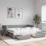 vidaXL Lit de jour avec lit gigogne et tiroirs 100x190 cm tissu
