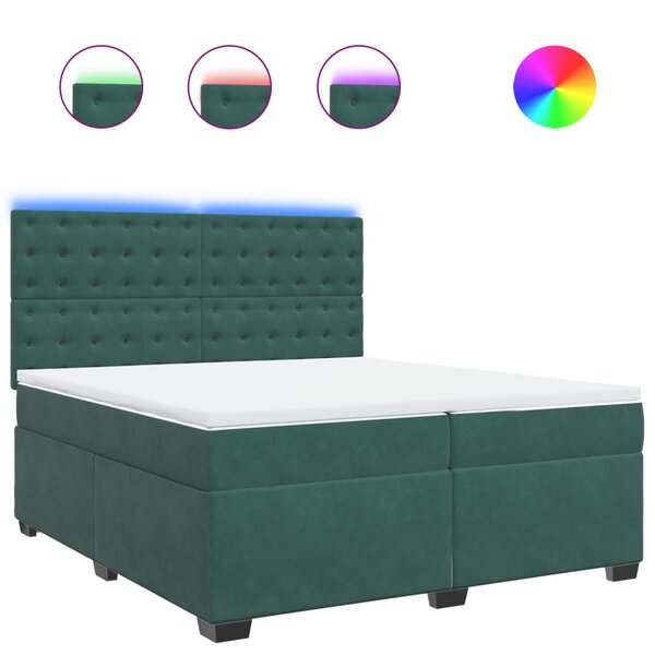 vidaXL Sommier à lattes de lit et matelas Vert foncé 200x200cm Velours