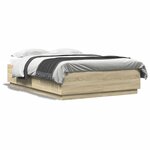 vidaXL Cadre de lit avec LED sans matelas chêne sonoma 140x200 cm