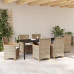 vidaXL Ensemble de salle à manger pour jardin 7 Pièces Beige polyrotin