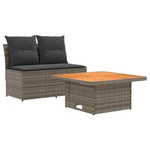 vidaXL 2 Pièce Canapé du milieu de jardin avec table relevable