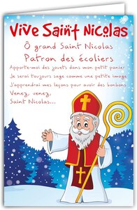 Carte saint nicolas fête 6 décembre chanson patron des écoliers avec enveloppe