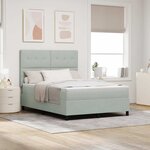 vidaXL Lit à ressorts avec matelas Gris clair 140 x 200 cm Velours