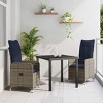 vidaXL Ensemble de salle à manger pour jardin 3 Pièces Gris polyrotin