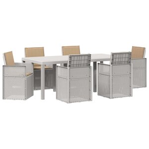 vidaXL Ensemble de salle à manger pour jardin 7 Pièces Blanc et taupe PP