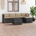 vidaXL Salon palette de jardin 6 Pièces avec coussins Bois de pin massif