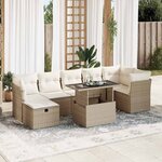 vidaXL Salon de jardin avec coussins 8 Pièces beige résine tressée