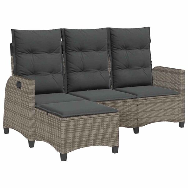 vidaXL Canapé de jardin inclinable coussins forme de L gris polyrotin
