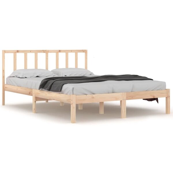 vidaXL Cadre de lit Bois de pin massif 140x200 cm