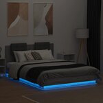 vidaXL Cadre de lit avec LED sans matelas sonoma gris 150x200 cm