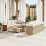 vidaXL Ensemble de canapé de jardin avec coussin 11 Pièces beige et crème