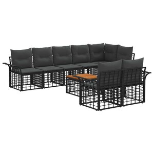 vidaXL Ensemble de canapés d'extérieur 9 pc Noir et Gris foncé