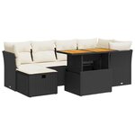 vidaXL Salon de jardin avec coussins 7 Pièces noir résine tressée acacia