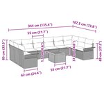 vidaXL Ensemble de canapé de jardin avec coussin 11 Pièces Noir polyrotin