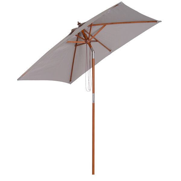 Parasol rectangulaire inclinable bois polyester haute densité 2L x 1 5l x 2 3H m gris clair