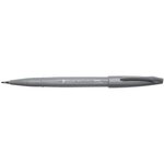 Stylo feutre brush sign pen ses15 pointe pinceau flexible gris x 10 pentel