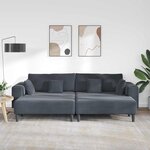 vidaXL Canapé 3 pc Gris foncé Velours