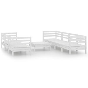 vidaXL Salon de jardin 8 Pièces Blanc Bois de pin massif