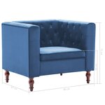 Vidaxl fauteuil bleu velours