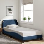 vidaXL Cadre de lit avec tête de lit Dover bleu 90x200 cm tissu