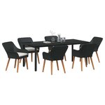 vidaXL Ensemble de salle à manger pour jardin 7 Pièces Noir polyrotin