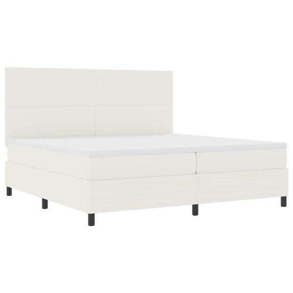 vidaXL Lit à ressorts avec tête de lit Crème et Blanc 200 x 200 cm