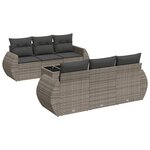 vidaXL Salon de jardin avec coussins 7 Pièces gris résine tressée