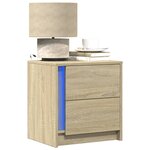 vidaXL Armoires de chevet et lumières LED 2 Pièces chêne sonoma