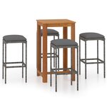vidaXL Ensemble de bar de jardin avec coussins 5 Pièces Gris