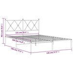 vidaXL Cadre de lit métal avec tête de lit blanc 140x190 cm