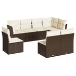 vidaXL Salon de jardin 8 Pièces avec coussins marron résine tressée