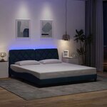 vidaXL Cadre de lit avec LED sans matelas bleu 180x200 cm tissu
