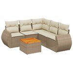 vidaXL Salon de jardin avec coussins 6 Pièces beige résine tressée