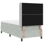 Lit Box Spring avec Matelas et Lumière LED Gris Clair 100x200 cm en Velours