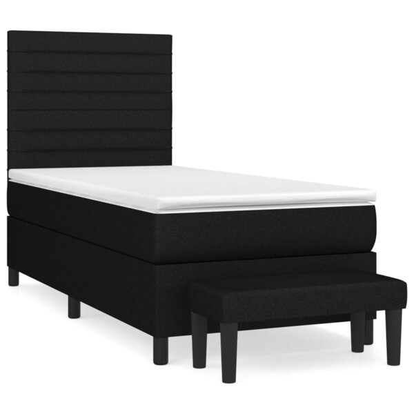 vidaXL Sommier à lattes de lit avec matelas Noir 90x200 cm Tissu