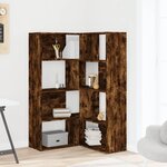 vidaXL Bibliothèque d'angle à 4 niveaux chêne fumé bois d'ingénierie