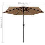 vidaXL Parasol de jardin avec lumières LED et mât en aluminium taupe