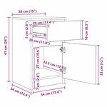 vidaXL Armoire de chevet LED avec tiroir Chêne noir 38 x 34 x 61 cm