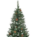 vidaXL Sapin de Noël avec pommes de pin et paillettes blanches 210 cm