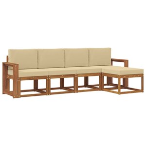 vidaXL Ensemble de canapés d'extérieur 5 pc Naturel et Beige