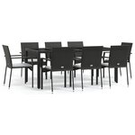 vidaXL Ensemble à manger jardin 9Pièces et coussins noir résine tressée