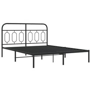 vidaXL Cadre de lit métal avec tête de lit noir 140x200 cm