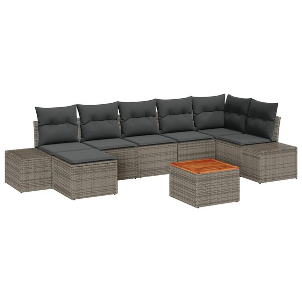 vidaXL Ensemble de Canapés de Jardin 8 Pièces Gris Poly rotin