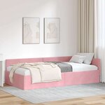 vidaXL Cadre de lit d'angle Autre avec tête de lit Rose 100 x 200 cm