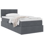 vidaXL Lit de Rangement avec matelas Gris foncé 100 x 200 cm Velours