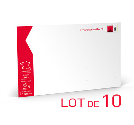 Prêt-à-Poster - Lettre Prioritaire - 100g  - Enveloppes à fenêtre en lot de 10